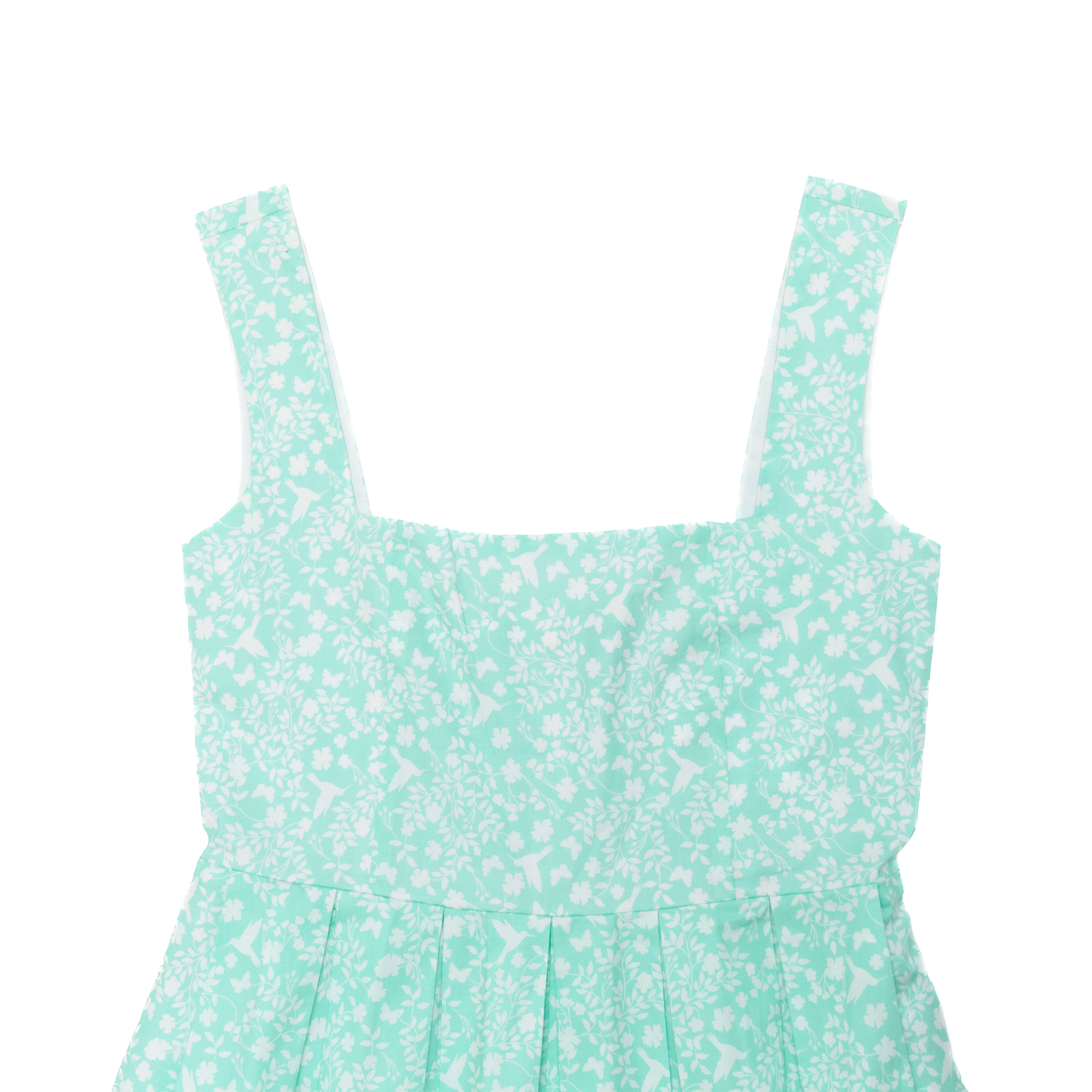 Detail Image
Detail of Henry Duvall Ava Dress showing soft front pleats and square neckline on a classic women’s spring dress.