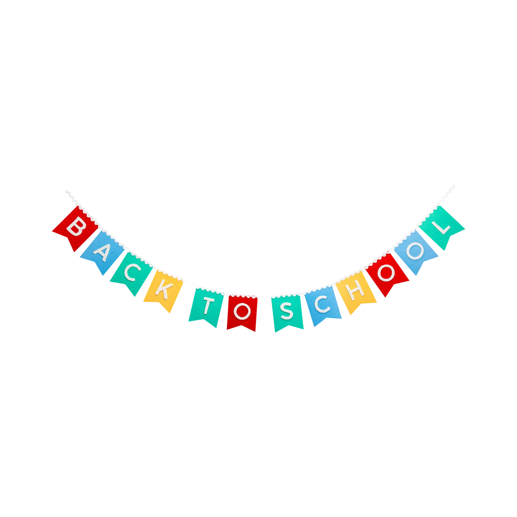 Colorful 'Back to School' banner on a white background