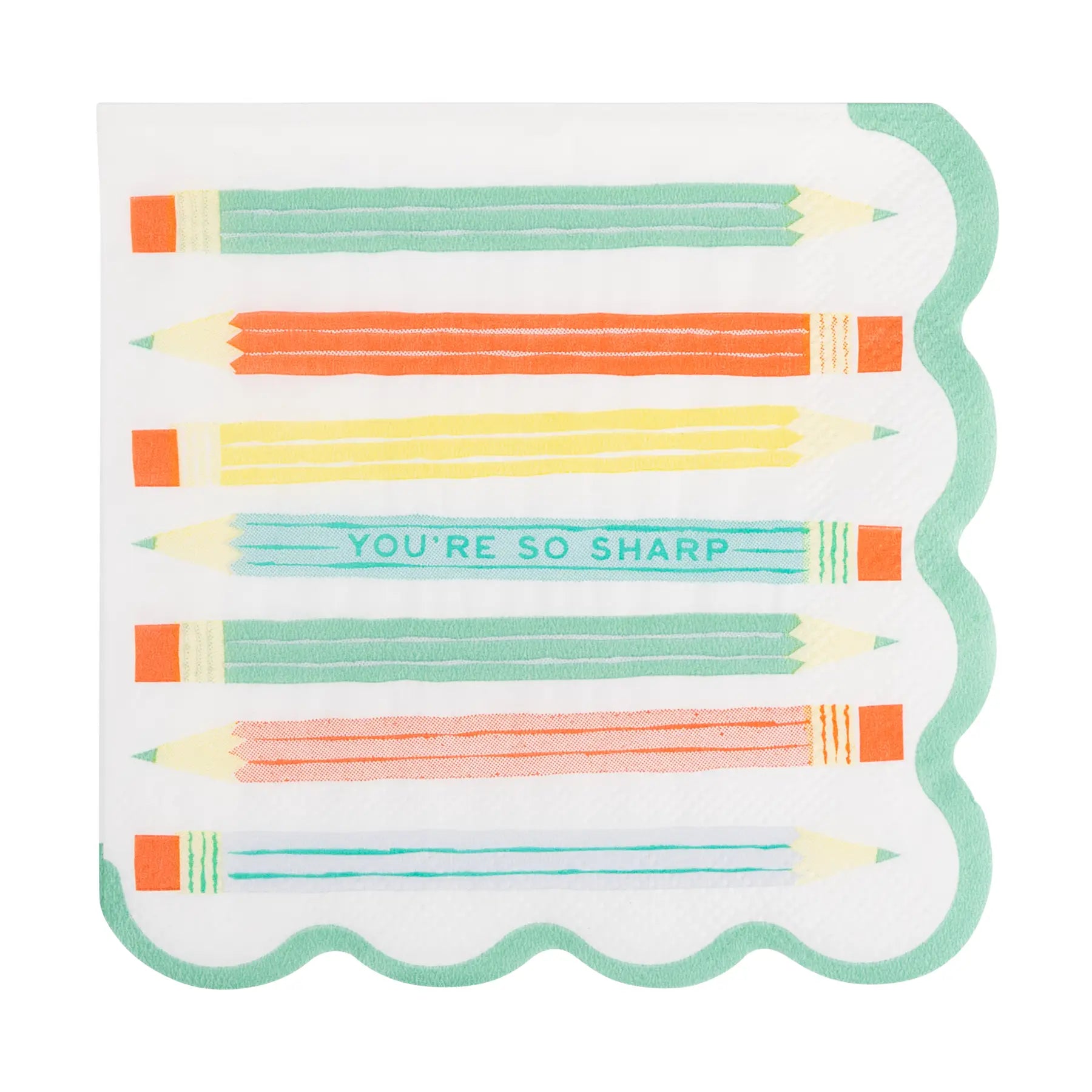 Notepad with colorful pencils design and 'You're So Sharp' text on a white background