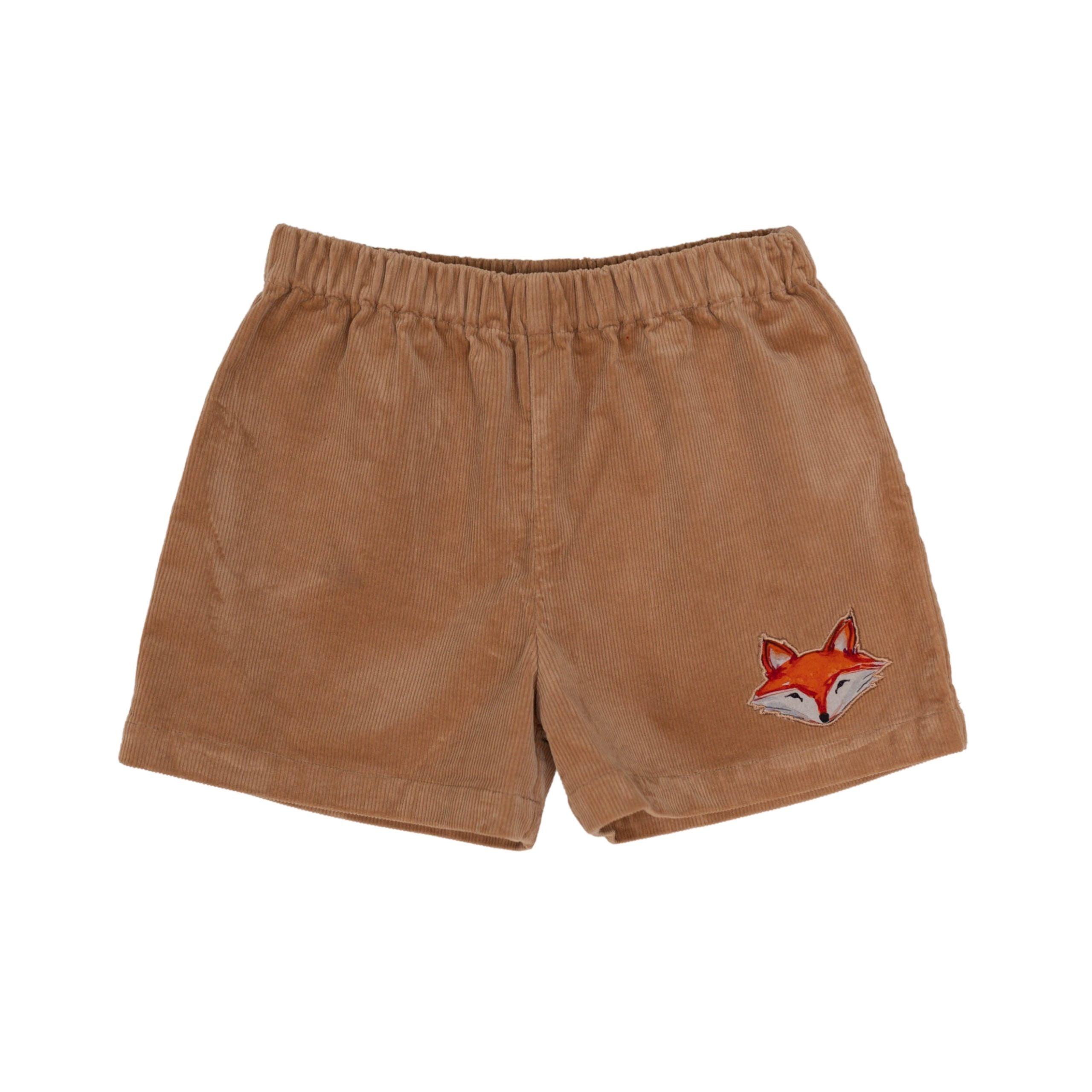 Liam Shorts in Clubhouse Camel Corduroy with Charlie Fox Applique