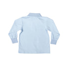 Henry Duvall boys' long sleeve polo shirt in Bay Tree Blue, soft pima cotton collared shirt with tagless design for comfort, classic fall boys' dress shirt alternative