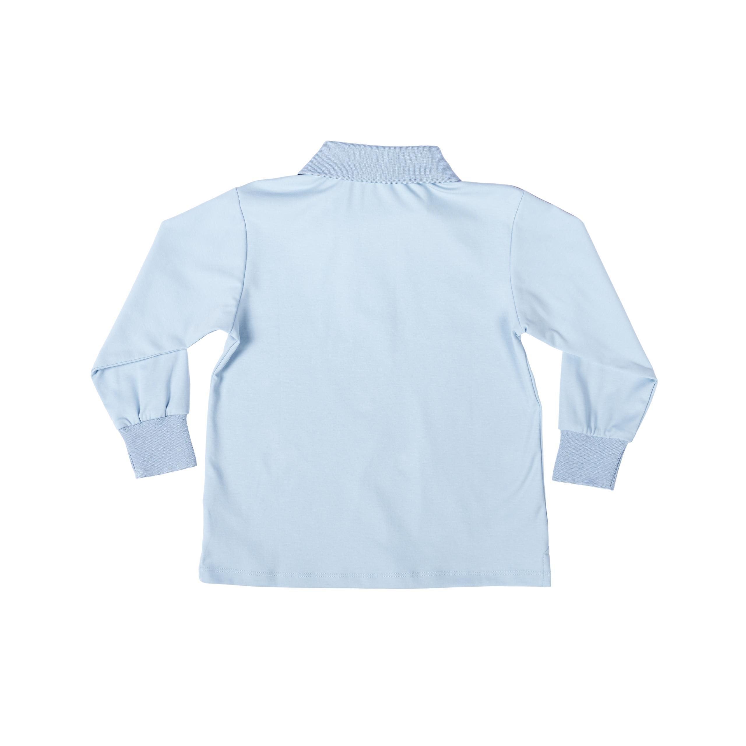 Henry Duvall boys' long sleeve polo shirt in Bay Tree Blue, soft pima cotton collared shirt with tagless design for comfort, classic fall boys' dress shirt alternative