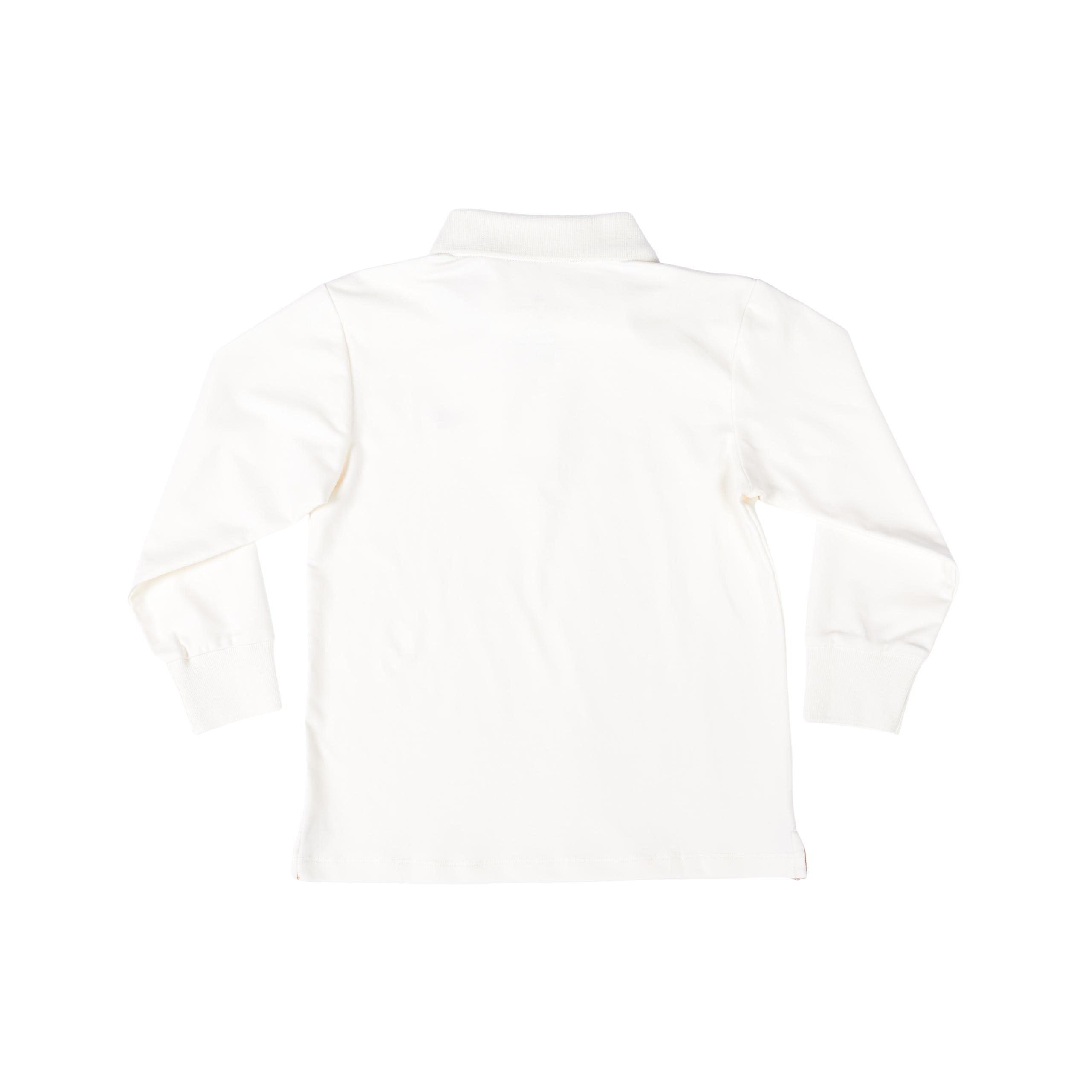 Soft ivory long sleeve polo for boys by Henry Duvall, made from tagless pima cotton for all-day comfort and easy layering, a timeless fall wardrobe essential