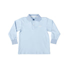 Henry Duvall boys' long sleeve polo shirt in Bay Tree Blue, soft pima cotton collared shirt with tagless design for comfort, classic fall boys' dress shirt alternative