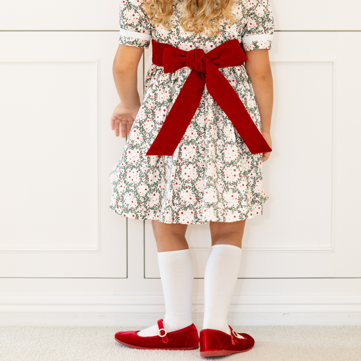 Childrenchic red velvet Mary Jane shoes with sparkling buckle, classic holiday girls dress shoes made in Spain – perfect for Christmas outfits and Henry Duvall holiday collection