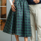 Henry Duvall Audrey Skirt for women in green and navy Newbury Tartan, classic holiday plaid skirt with flattering pleats and timeless silhouette, perfect for festive gatherings and family photos