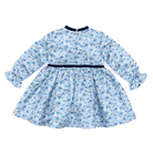 Henry Duvall Hazel Dress in Prescott Petals floral with Back Bay Blue Velvet bow, vintage length fall dress for girls, perfect for sibling sets and mother-daughter matching