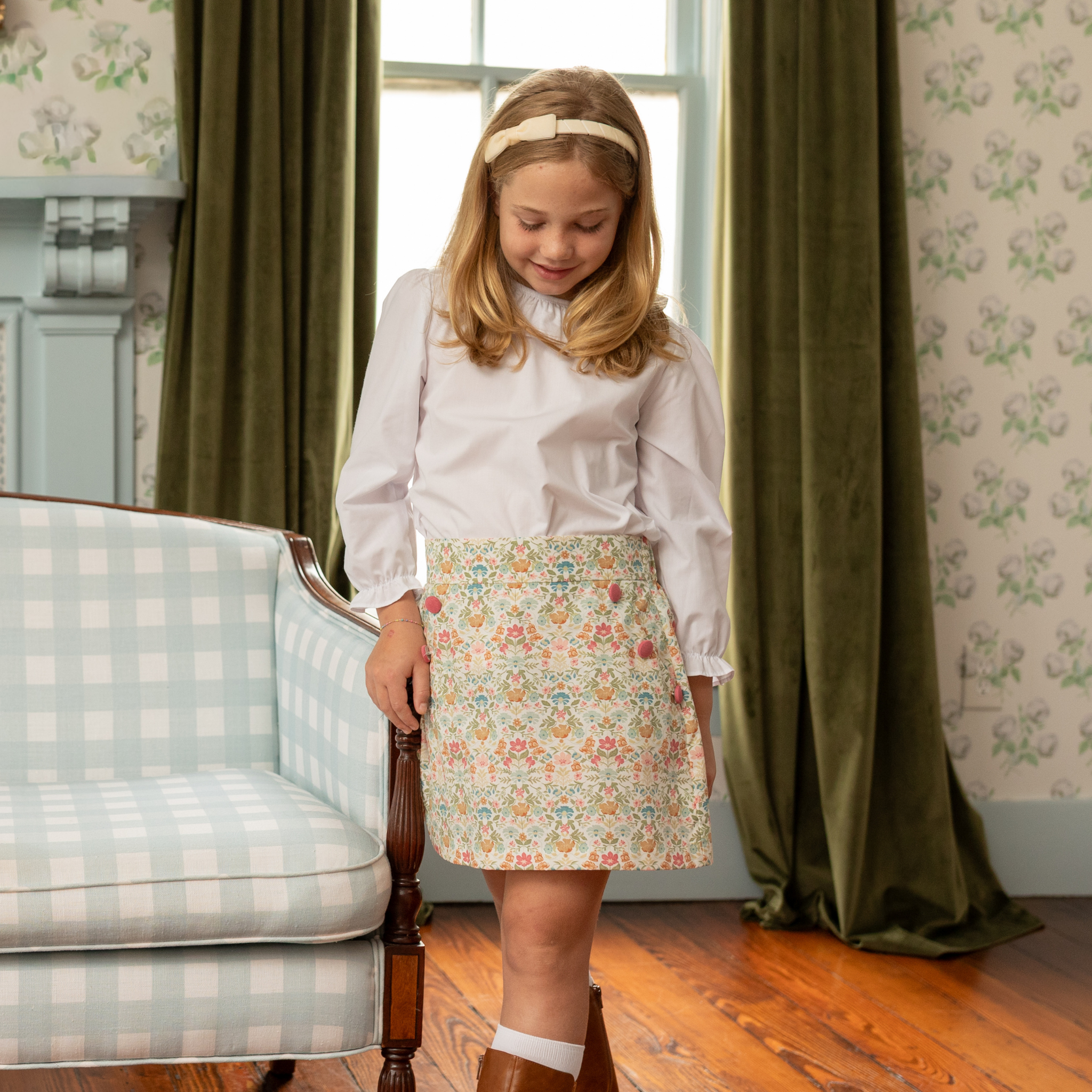Velvet Lottie Headband by Winn & William, classic girls bow headband hand-wrapped in velvet, perfect accessory for fall outfits and family portraits