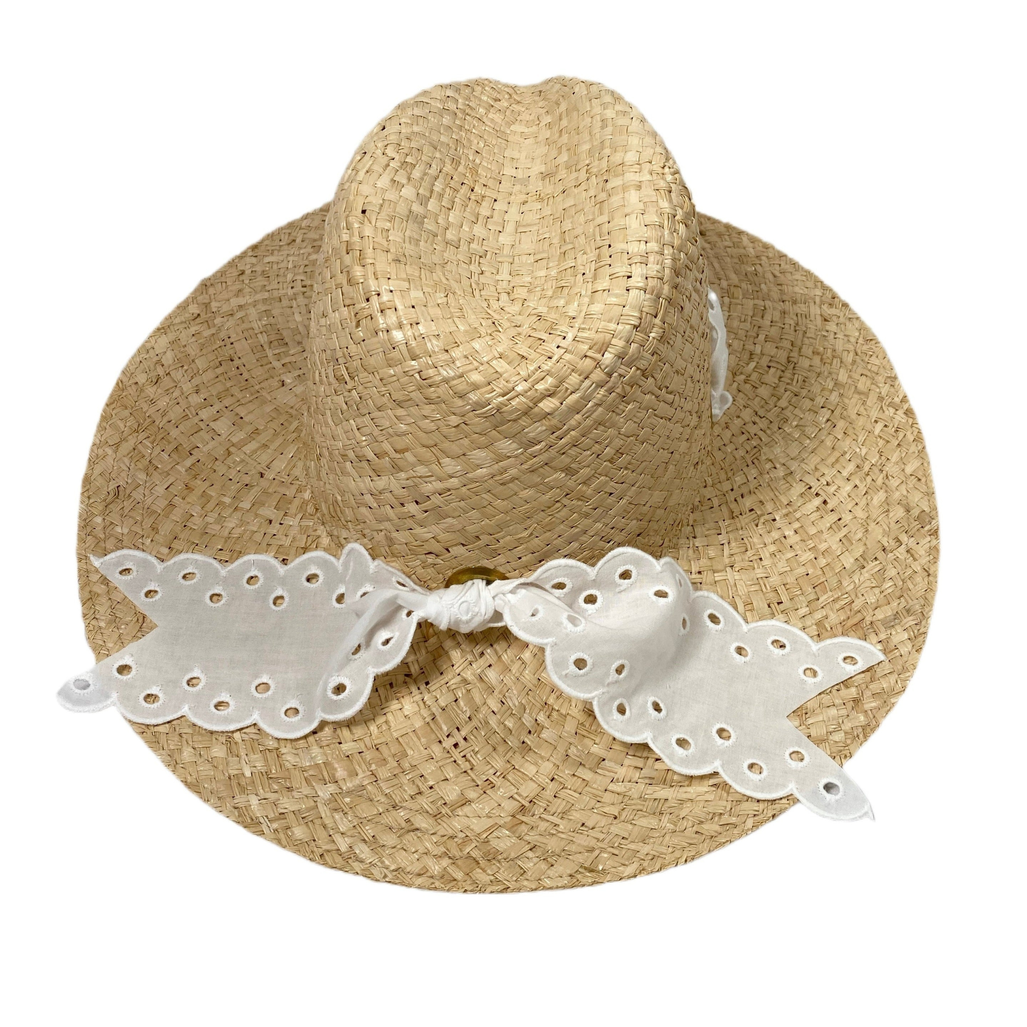 Oleander Sun Hat - Antique Eyelet Lace Ribbon - Henry Duvall