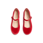 Childrenchic red velvet Mary Jane shoes with sparkling buckle, classic holiday girls dress shoes made in Spain – perfect for Christmas outfits and Henry Duvall holiday collection