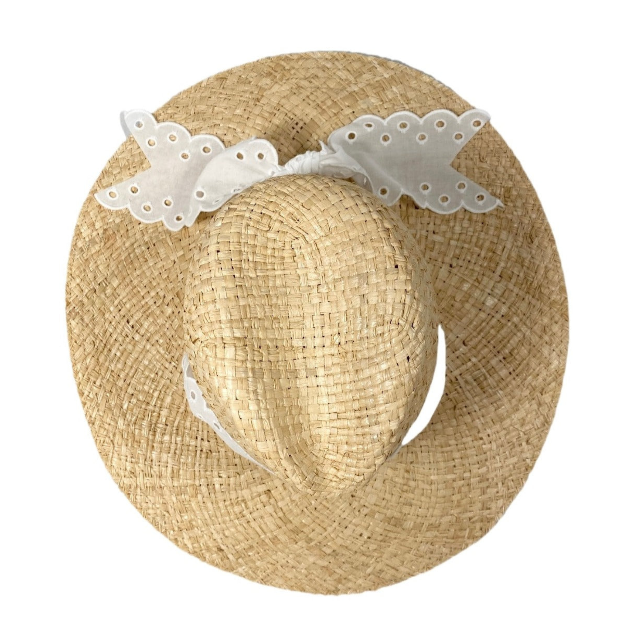 Oleander Sun Hat - Antique Eyelet Lace Ribbon - Henry Duvall