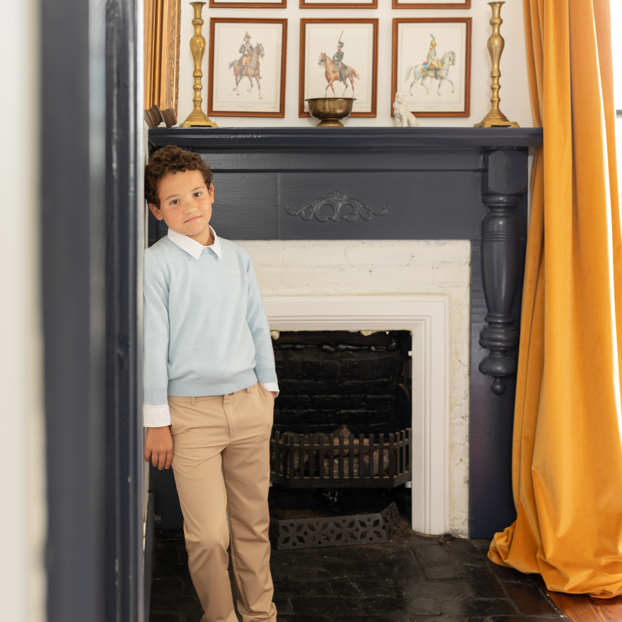 Henry Duvall boys' navy and khaki dress pants, wrinkle-resistant performance trousers with flat front and secure waistband, classic fall boys church and school pants