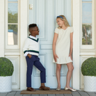Henry Duvall boys' navy and khaki dress pants, wrinkle-resistant performance trousers with flat front and elastic back, classic boys fall church and school pants