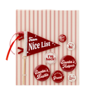 Set of festive mini buttons and pennants designed for Elf on the Shelf displays, perfect for welcoming your holiday elf back from the North Pole