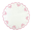 100% Linen - Studio Collection: Juliet Bows Placemats in White/Pink, Set of 4 - Henry Duvall