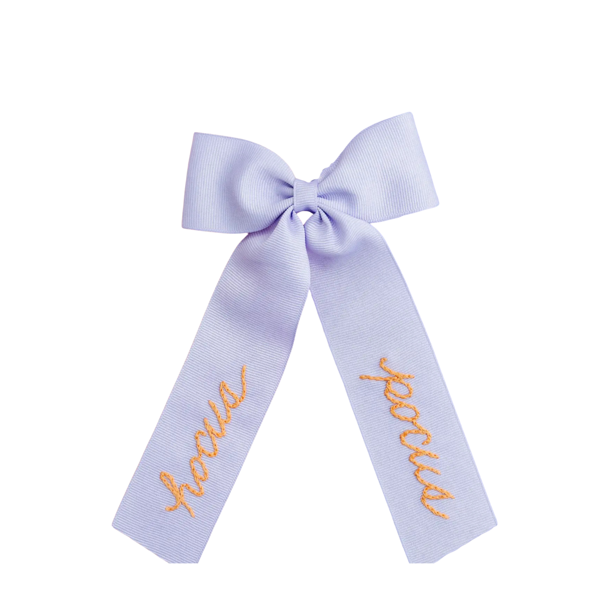 Lavender ‘Hocus Pocus’ Bow by Winn & William, hand-embroidered grosgrain hair bow with alligator clip, festive fall accessory for Halloween celebrations