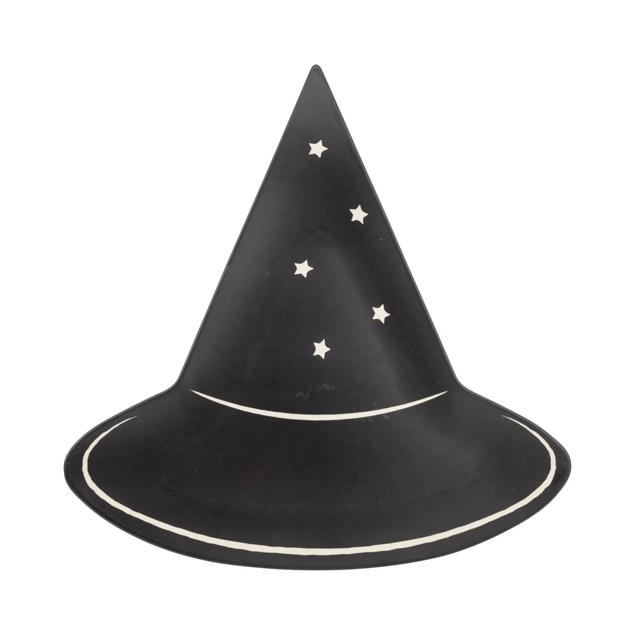 Witch Hat Bamboo Tray made from eco-friendly bamboo fiber, 14-inch pink Halloween serving tray shaped like a witch hat, food safe and dishwasher safe