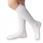 Classic white nylon knee high socks for girls and toddlers, lightweight with ribbed stay-up top, designed for comfort and perfect fit, ideal for pairing with Mary Janes or dress shoes from Henry Duvall’s Fall Collection