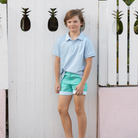 Boys convertible cuffed shorts with contrast trim, adjustable from casual to Bermuda-length, perfect for play, parties, and church.