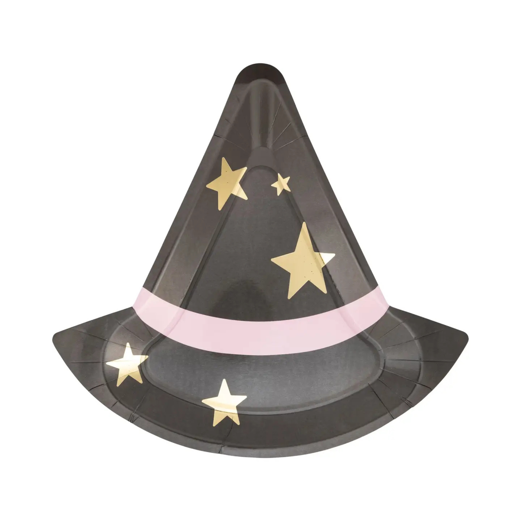 Witch’s Hat Shaped Plates, set of 8 Halloween paper plates in witch hat silhouette, perfect for festive snacks and girls Halloween parties