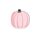 Set of 8 pink pumpkin-shaped paper plates, approximately 7 inches, perfect for girls Halloween parties and pastel fall celebrations