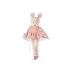 Velvet ballerina mouse plush with embroidered face, pink striped tutu, bow detail, and ballet slippers — a timeless stocking stuffer or holiday keepsake for little girls