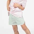 Cozy Coverup Shorts in Green & White Stripe - henry duvall