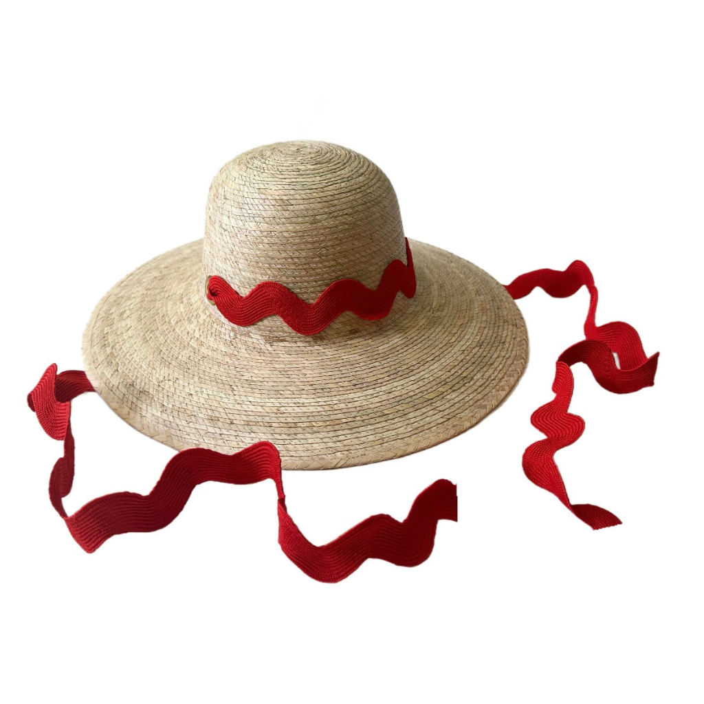 Buttercup Little Girl’s Hat in Red Ric-Rac Ribbon