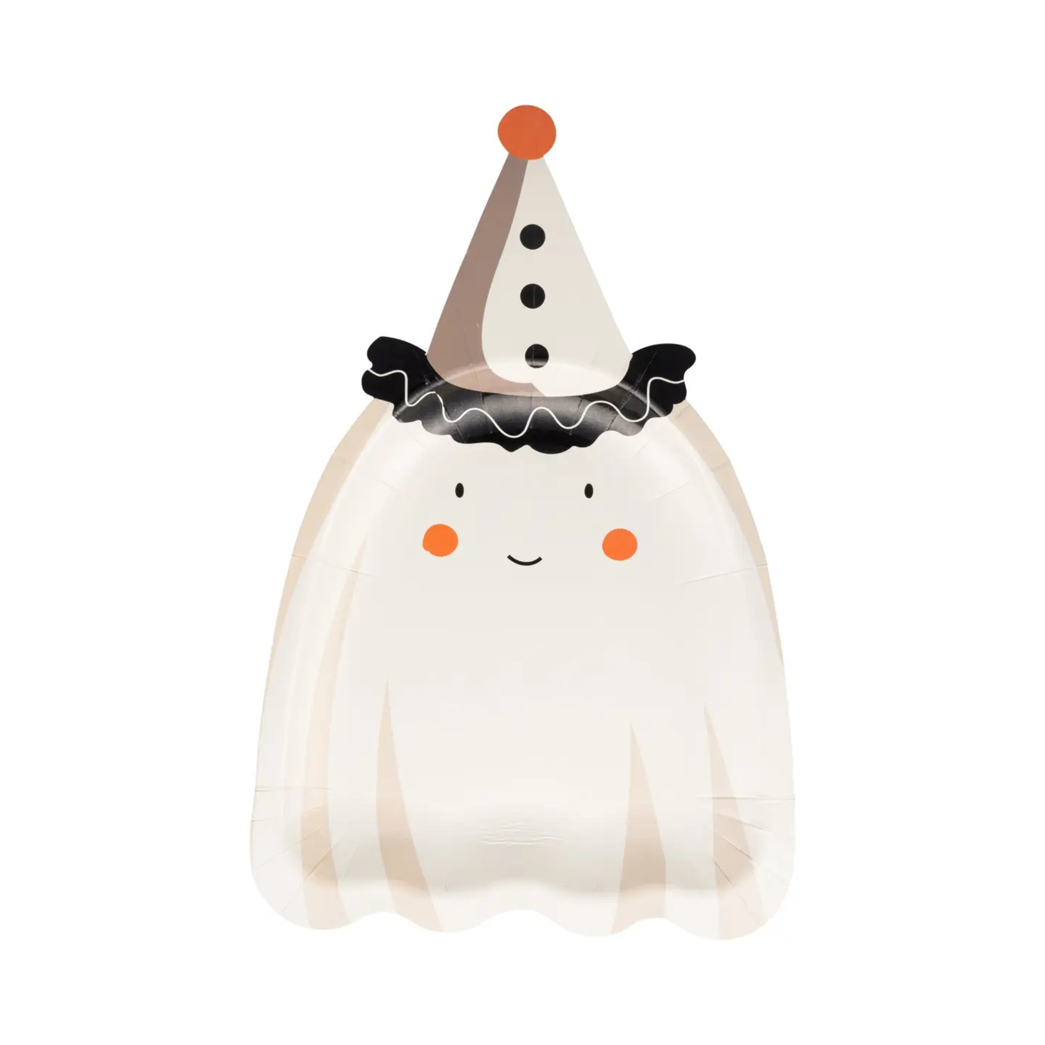 Set of 8 Vintage Ghost Shaped Plates, white Halloween paper plates with classic ghost silhouette, perfect for festive fall parties and spooky gatherings