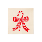 Christmas cocktail napkins with candy cane and red bow design, perfect for holiday entertaining or kids' parties