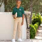 Henry Duvall boys' navy and khaki dress pants, wrinkle-resistant performance trousers with flat front and secure waistband, classic fall boys church and school pants