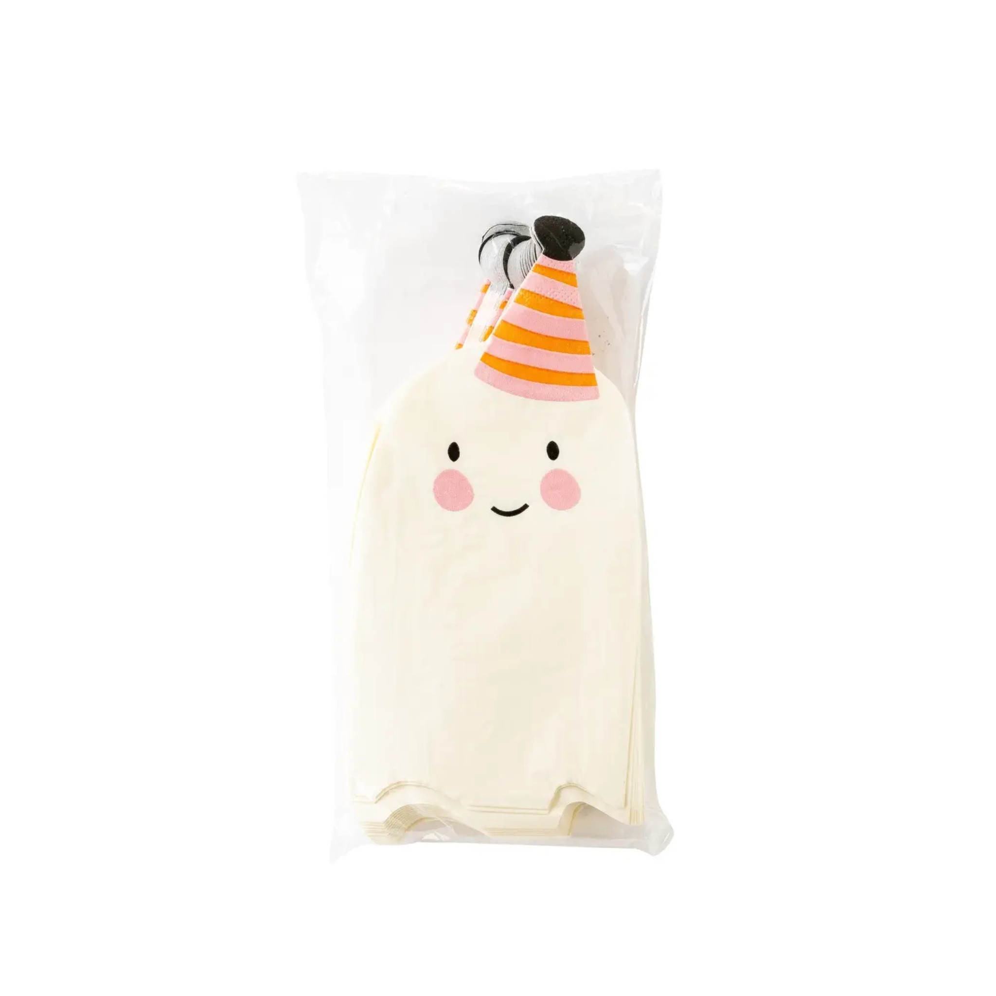 Party Ghost Shaped Napkins by My Mind’s Eye, set of 24 white ghost paper napkins for Halloween parties, spooky and playful disposable tableware