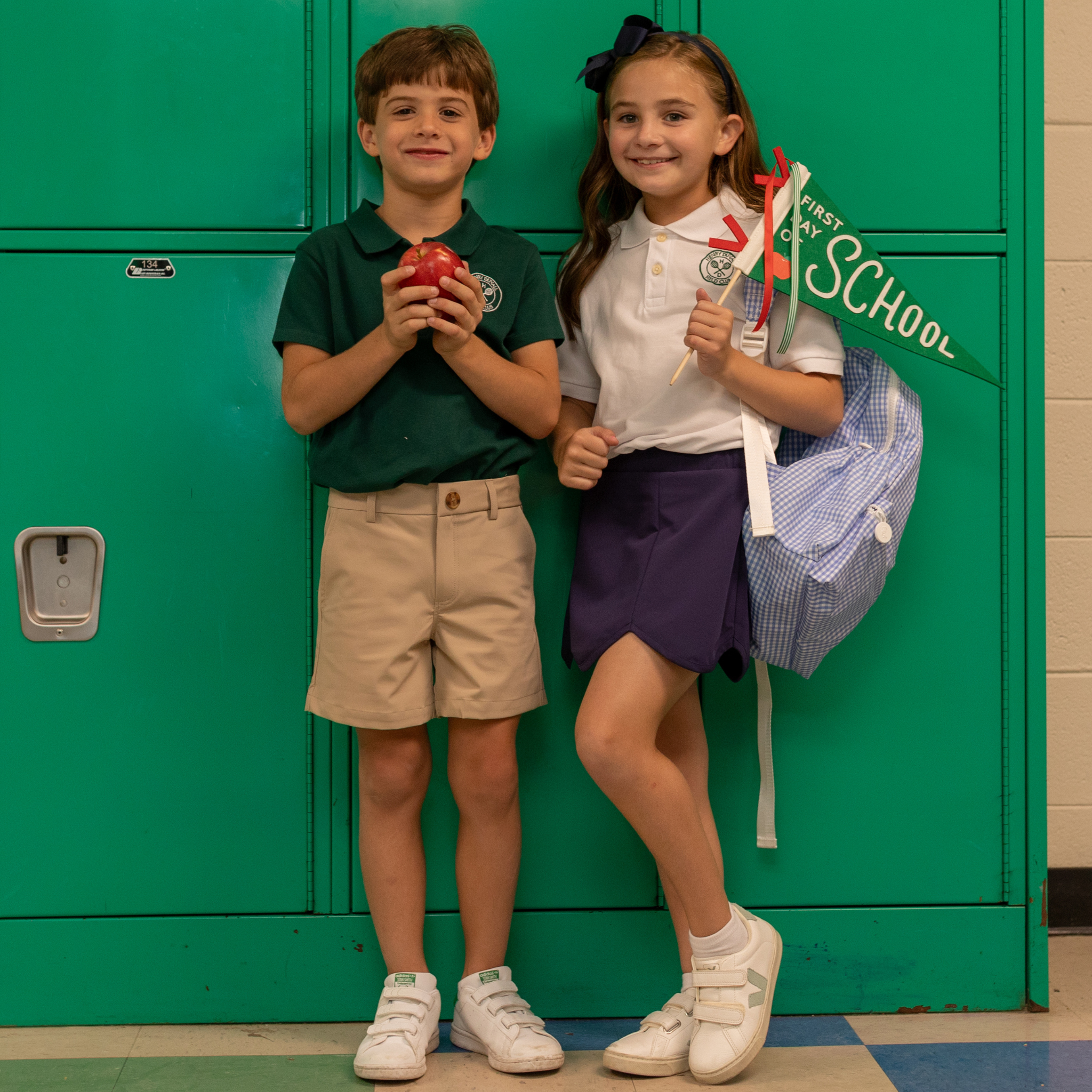 Henry Duvall girls scalloped skort in blue performance fabric with built-in shorts, classic preppy athletic skirt for tennis, play, and everyday wear