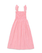 Henry Duvall Kate Dress for women in Sconset Stripe, a classic summer dress with smocked embroidered bodice and full gathered skirt.