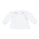 Henry Duvall Ruthie Ruffled Blouse for girls in Classic White, featuring a ruffle collar, long sleeves, and ruffled cuffs for fall and winter layering.