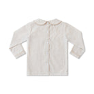 Henry Duvall Long Sleeve Henry Peter Pan Shirt in King's Way Khaki Check, classic boys fall shirt with Peter Pan collar and button-back, perfect for layering and coordinating sibling outfits