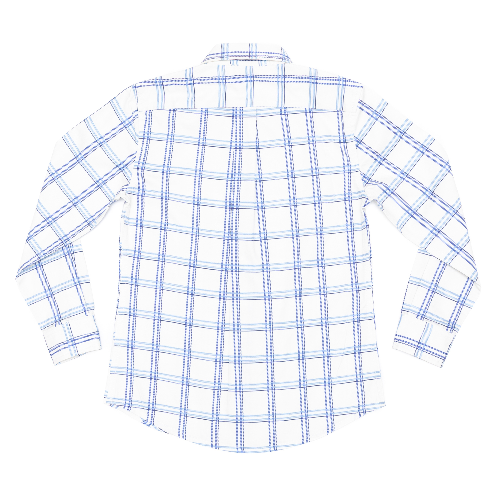 Henry Duvall Bennett Button Down in Prescott Plaid, classic boys fall dress shirt in crisp ivory and blue check, perfect for pairing with velvet trousers and coordinating sibling styles