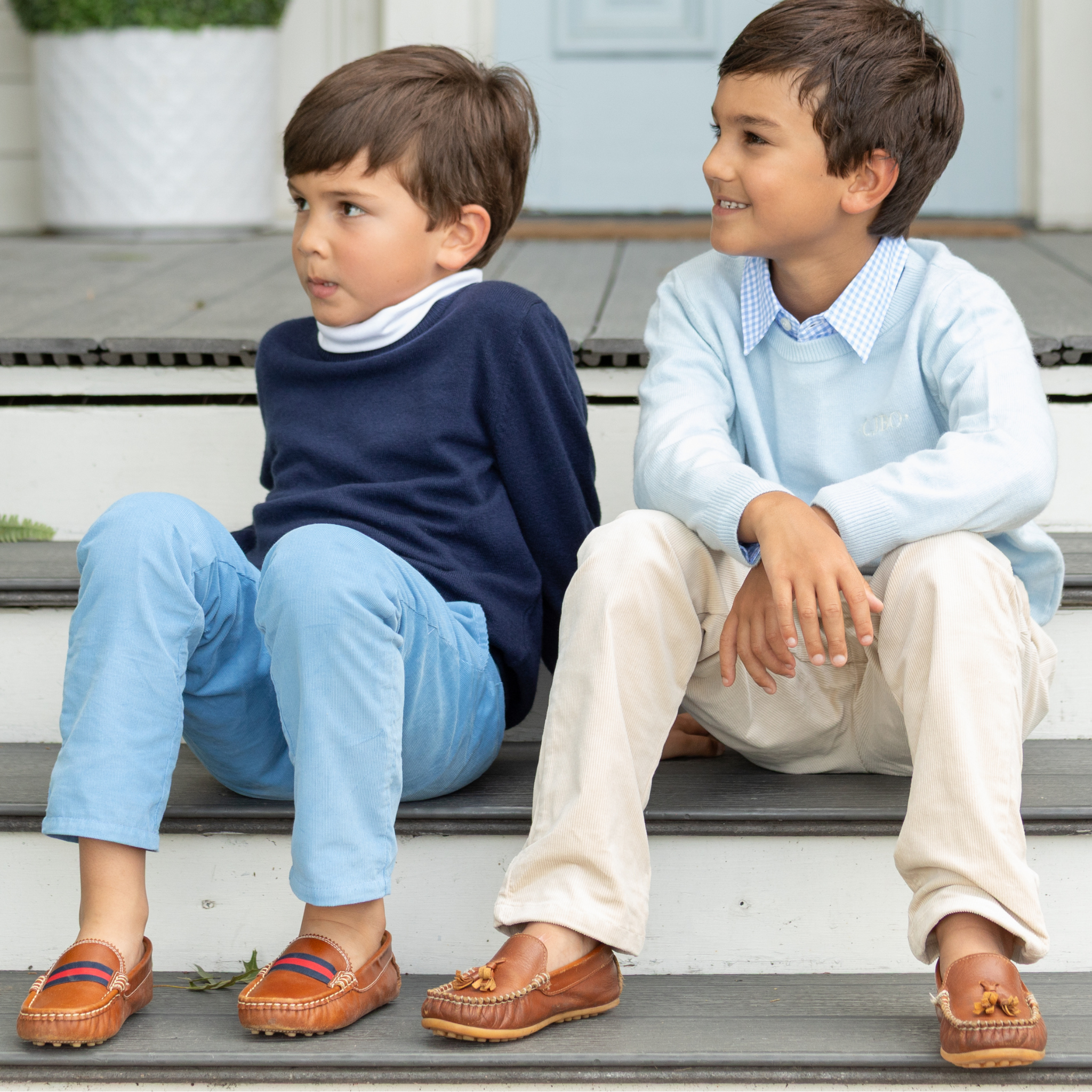 Henry Duvall Bradford Trousers in King’s Way Khaki Corduroy, classic boys fall and winter pants with adjustable elastic inside, perfect for dressing up or coordinating with family looks