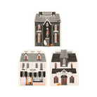 Set of 15 Haunted House Napkins in three designs with copper foil accents, shaped Halloween paper napkins for festive kids parties and trick-or-treat tables