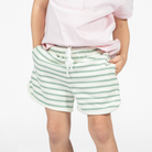 Cozy Coverup Shorts in Green & White Stripe - henry duvall