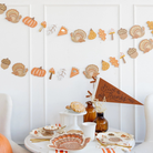 Thanksgiving paper banner with turkey, pie, and fall icons – festive garland for kids’ tables and holiday home decor