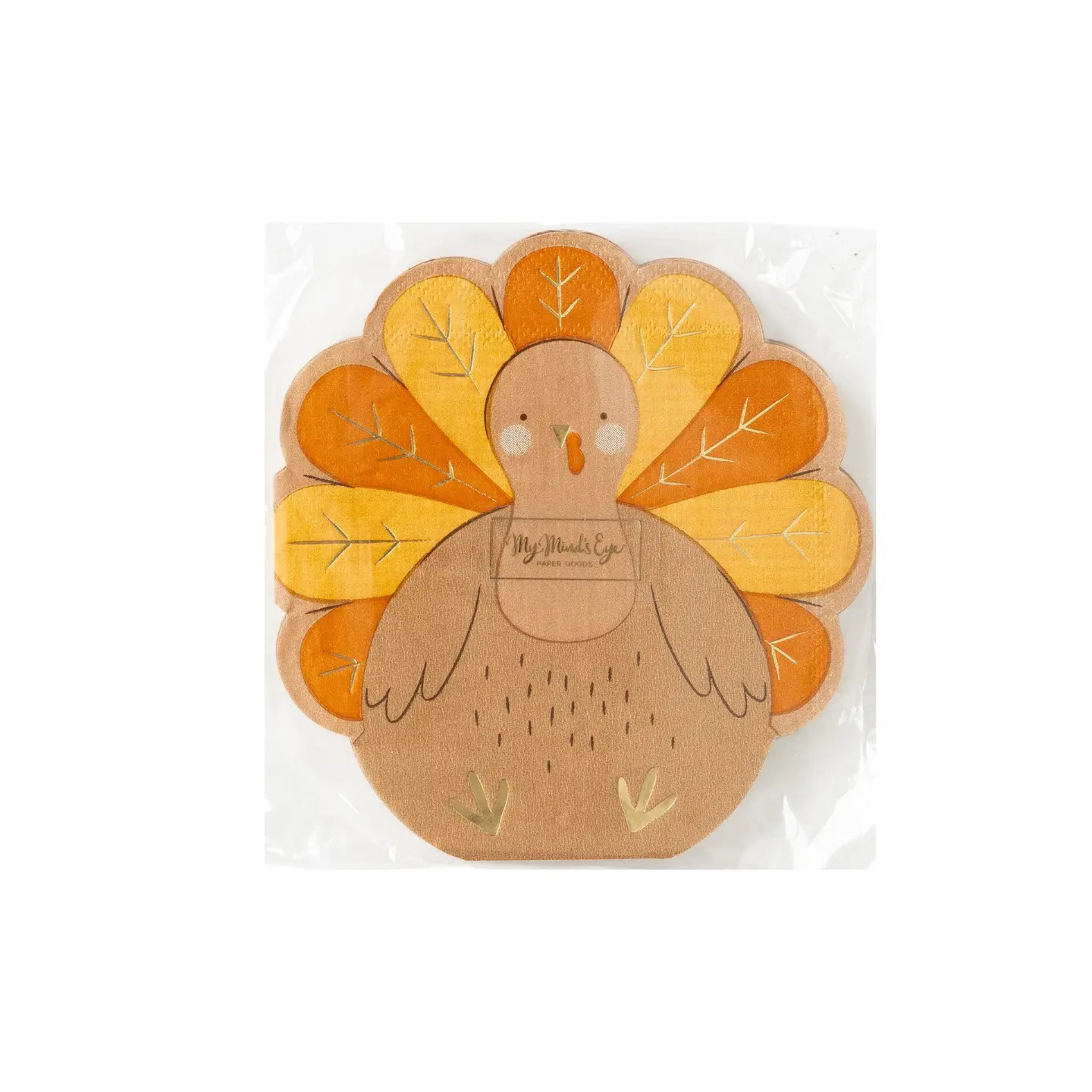 Thanksgiving kids’ turkey napkins in fall colors, set of 24 paper napkins perfect for the kids' holiday table