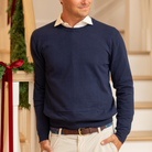 Men’s needlepoint belt with hand-stitched Christmas lights design, leather backing and brass buckle, classic holiday accessory – Henry Duvall