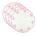 100% Linen - Studio Collection: Juliet Bows Placemats in White/Pink, Set of 4 - Henry Duvall