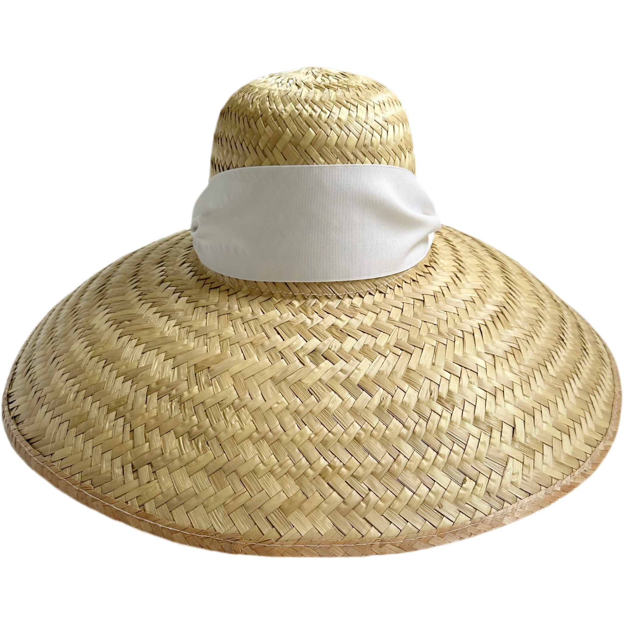 Geranium Sun Hat - Wide & Short White Grosgrain Ribbon - Henry Duvall