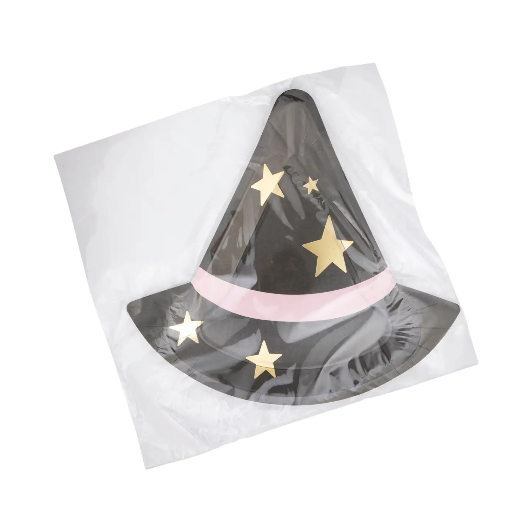 Witch’s Hat Shaped Plates, set of 8 Halloween paper plates in witch hat silhouette, perfect for festive snacks and girls Halloween parties