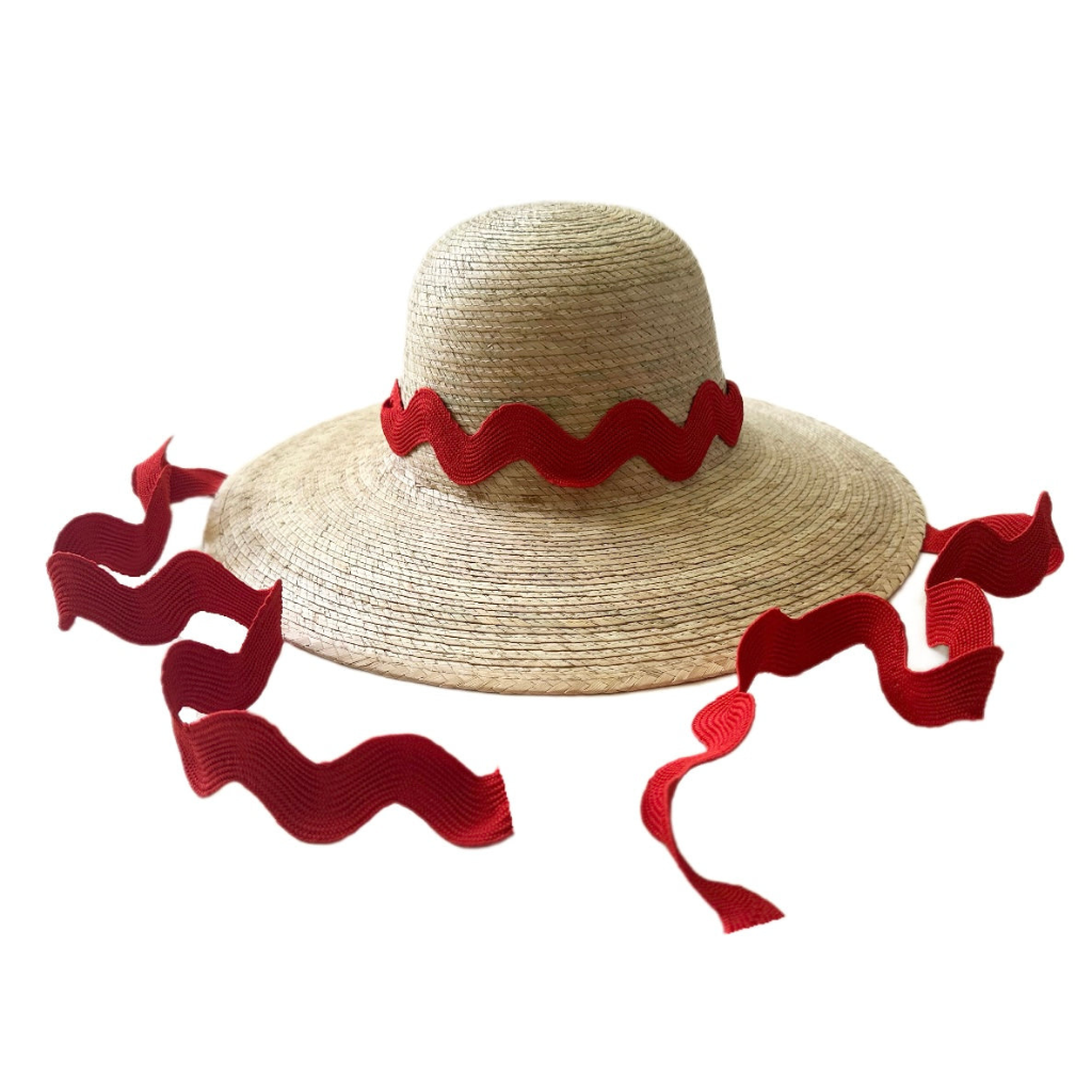 Buttercup Little Girl’s Hat in Red Ric-Rac Ribbon