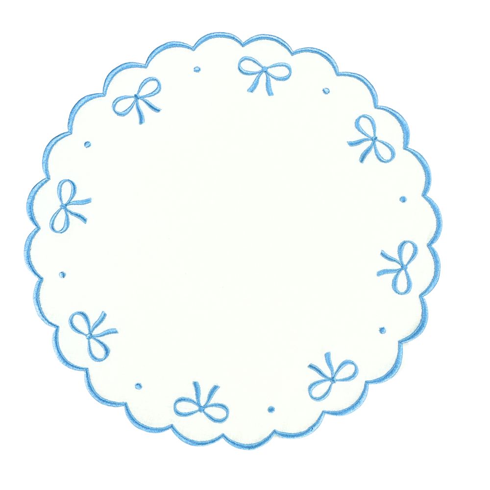 Studio Collection: Juliet Bows Placemats in White/Blue, Set of 4 - Henry Duvall