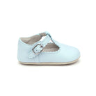 L’Amour Elodie white scalloped T-strap baby shoe in Napa leather with soft suede sole, perfect for pairing with Henry Duvall Fall outfits for girls