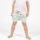 Cozy Coverup Shorts in Green & White Stripe - henry duvall